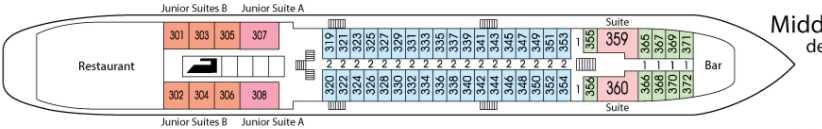 Vodohod MS Nikolay Chernyshevsky Deck Plans Middle Deck.png